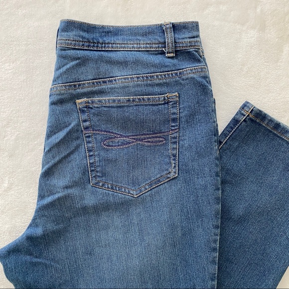 Plus Size 14 Jeans Blue Style & Co Denim, Slim Leg Hi-Rise EUC - Picture 1 of 13